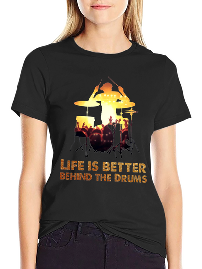 Drummer Silhouette Graphic Tee - Music Lover T-Shirt