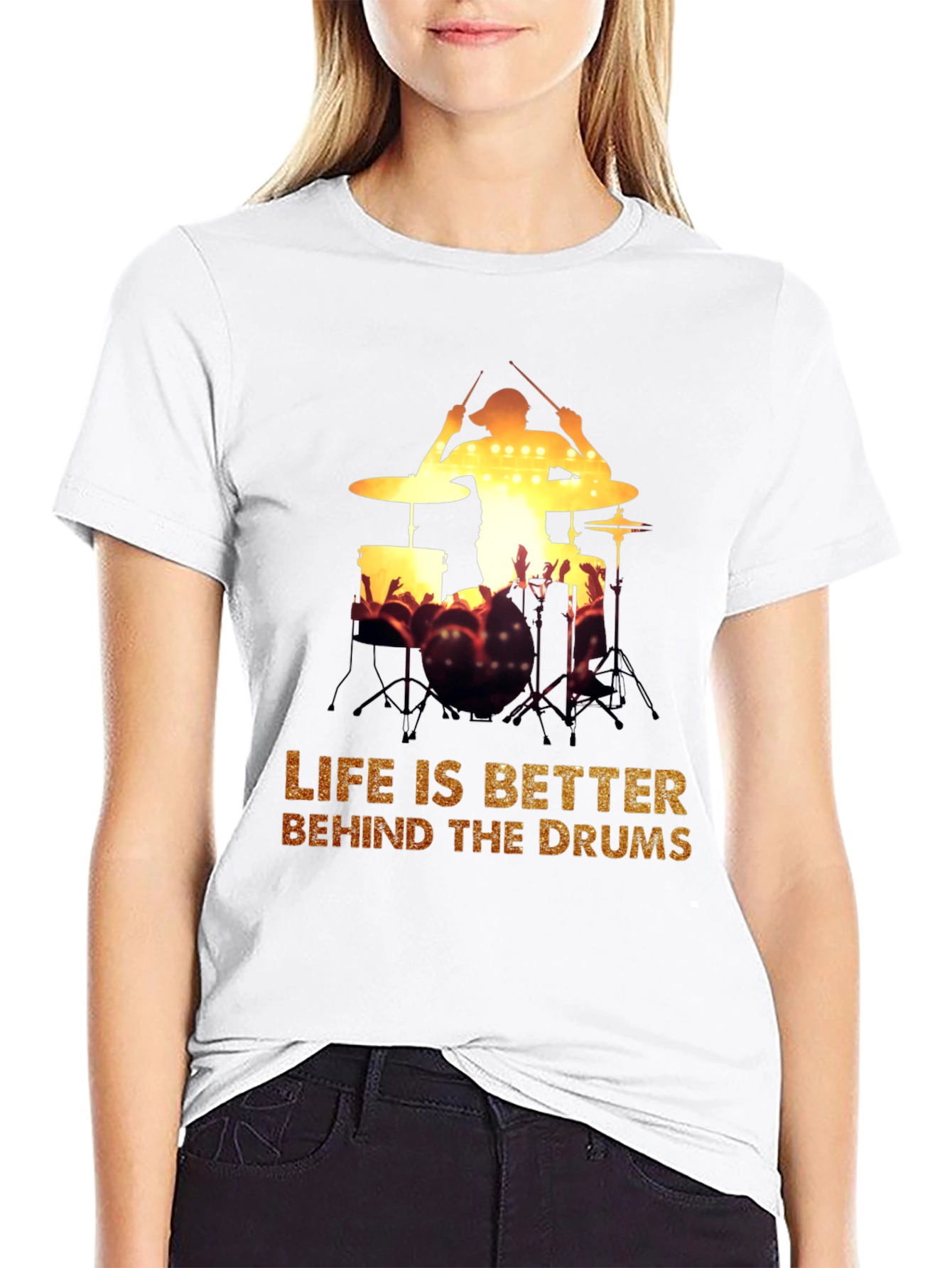 Drummer Silhouette Graphic Tee - Music Lover T-Shirt