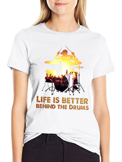 Drummer Silhouette Graphic Tee - Music Lover T-Shirt