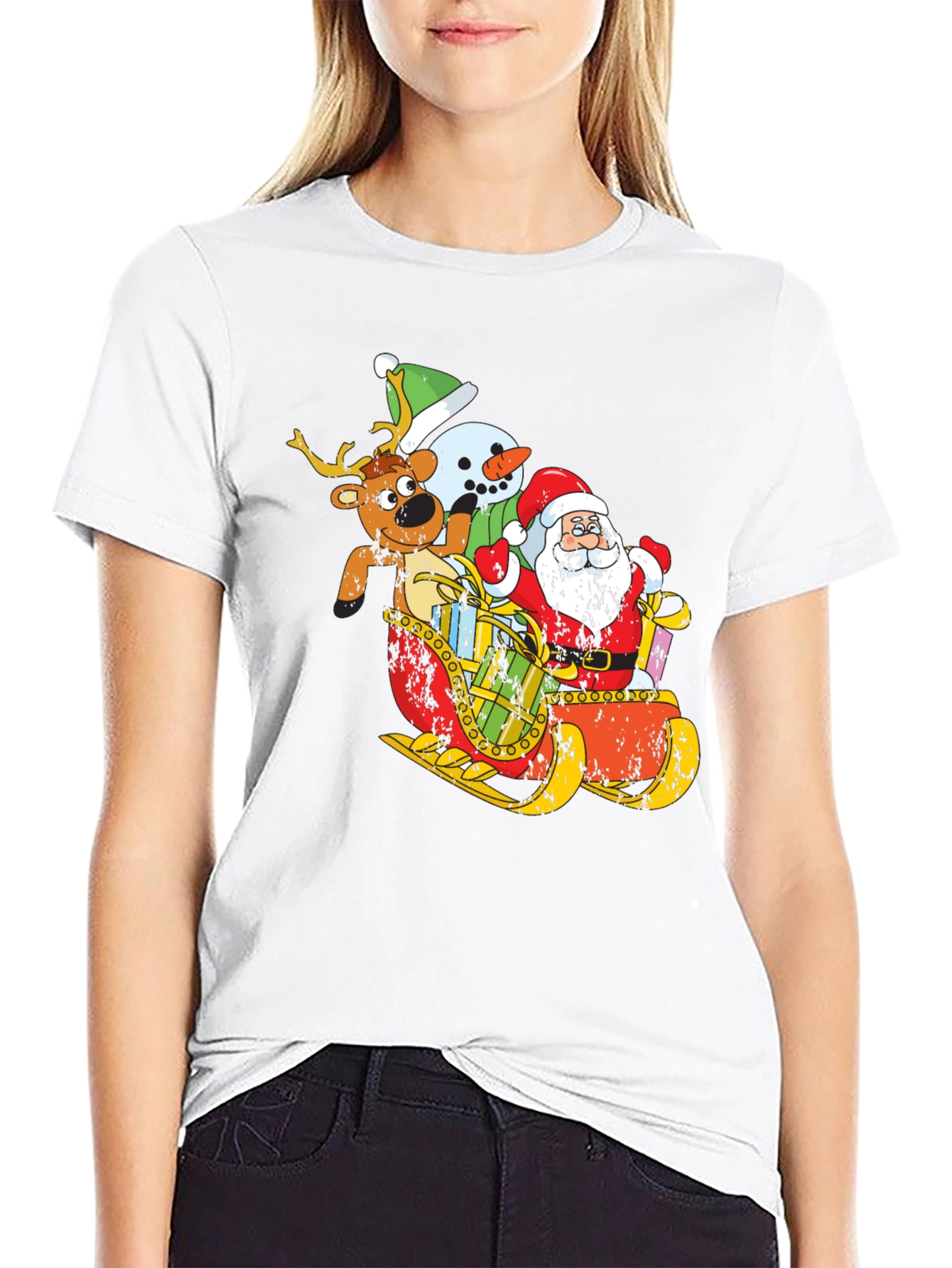 Festive Santa Sleigh Graphic Tee