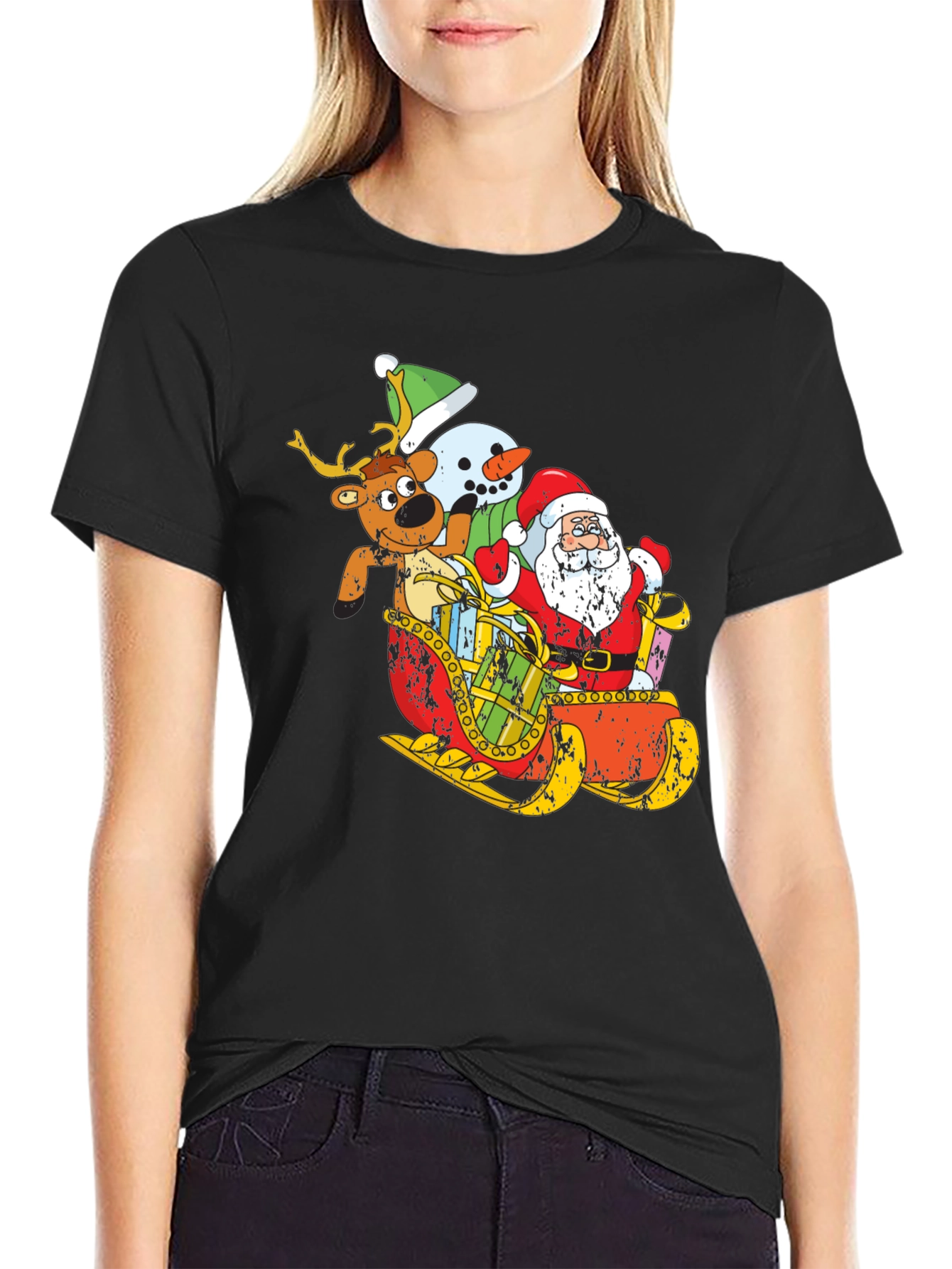 Festive Santa Sleigh Graphic Tee