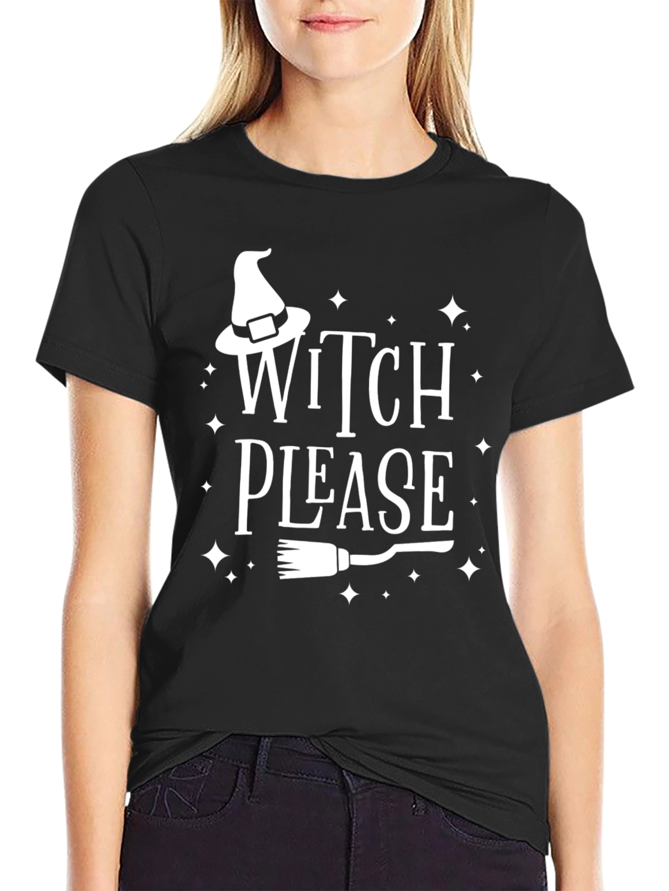 Witch Please Halloween Graphic Tee - Black