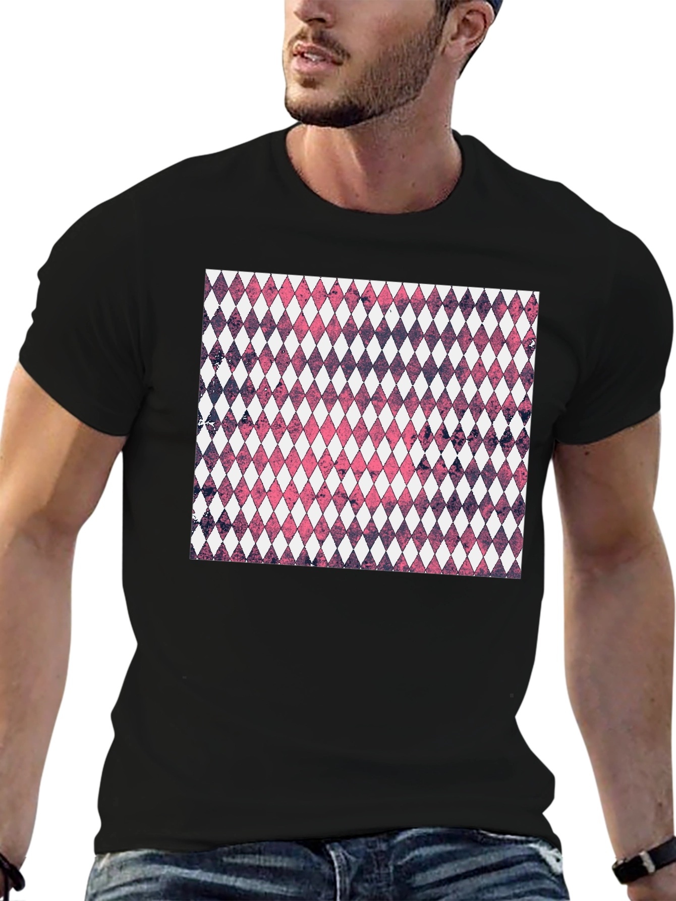 Diamond Pattern Graphic Tee