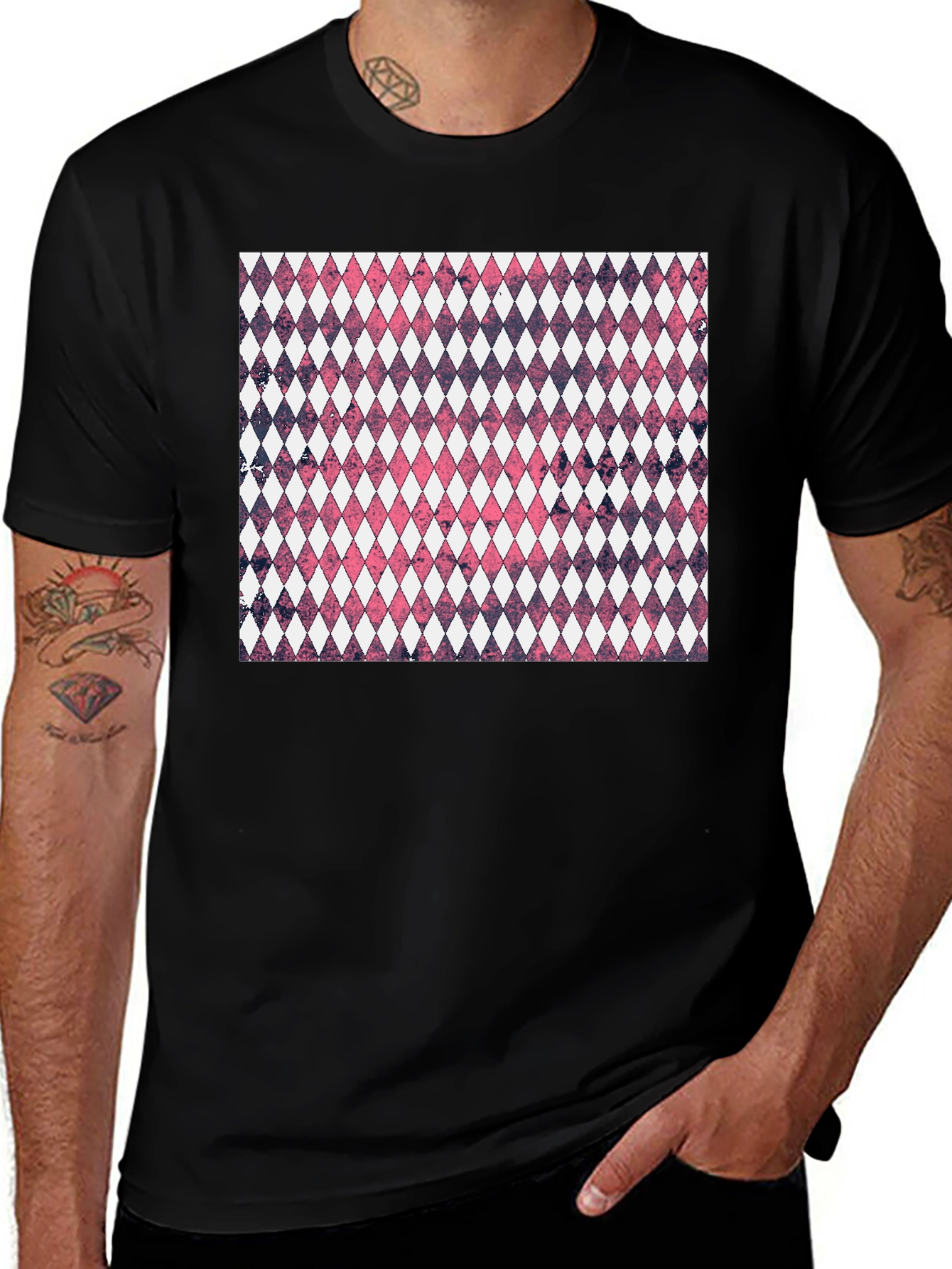 Diamond Pattern Graphic Tee