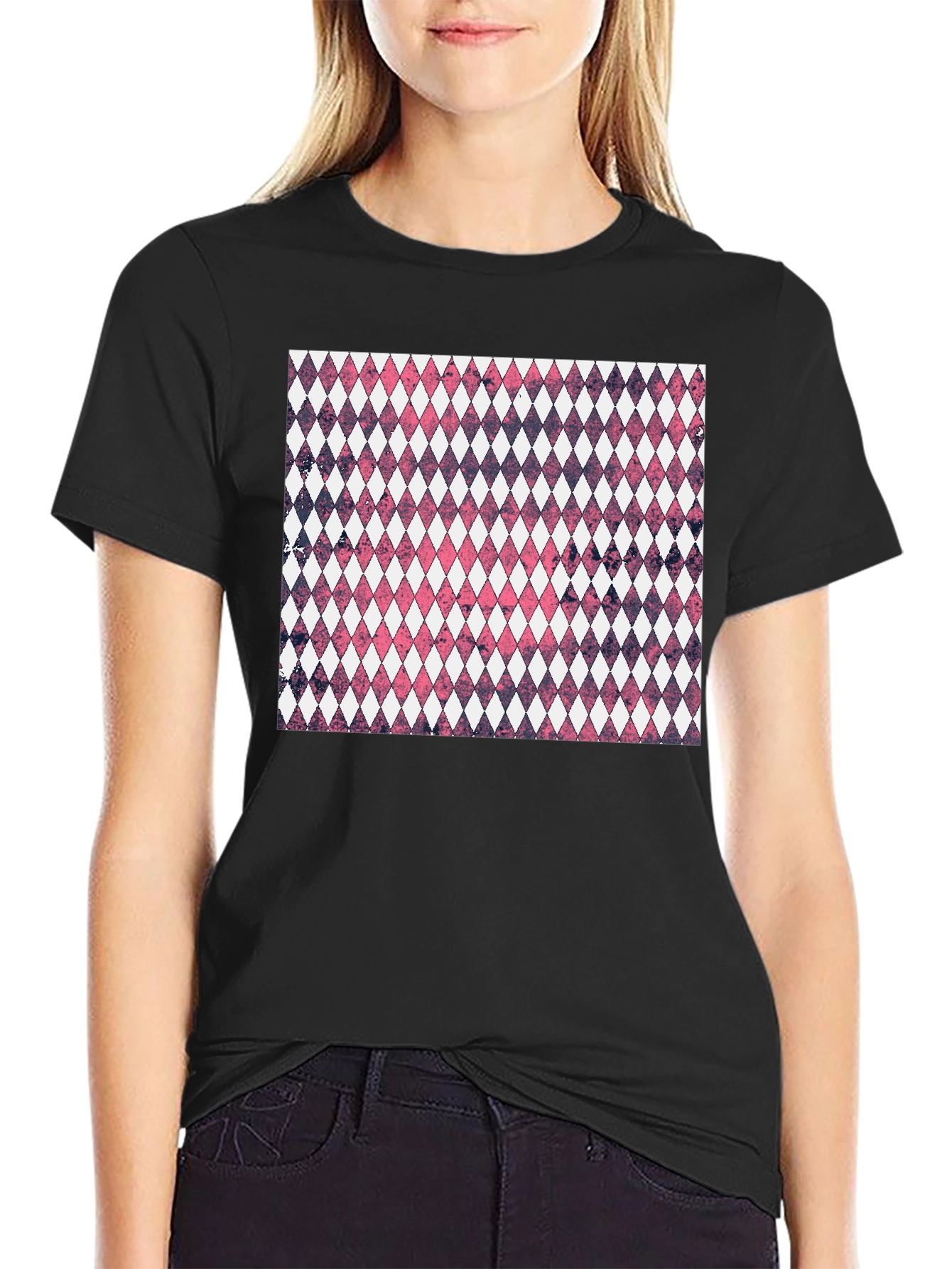 Diamond Pattern Graphic Tee