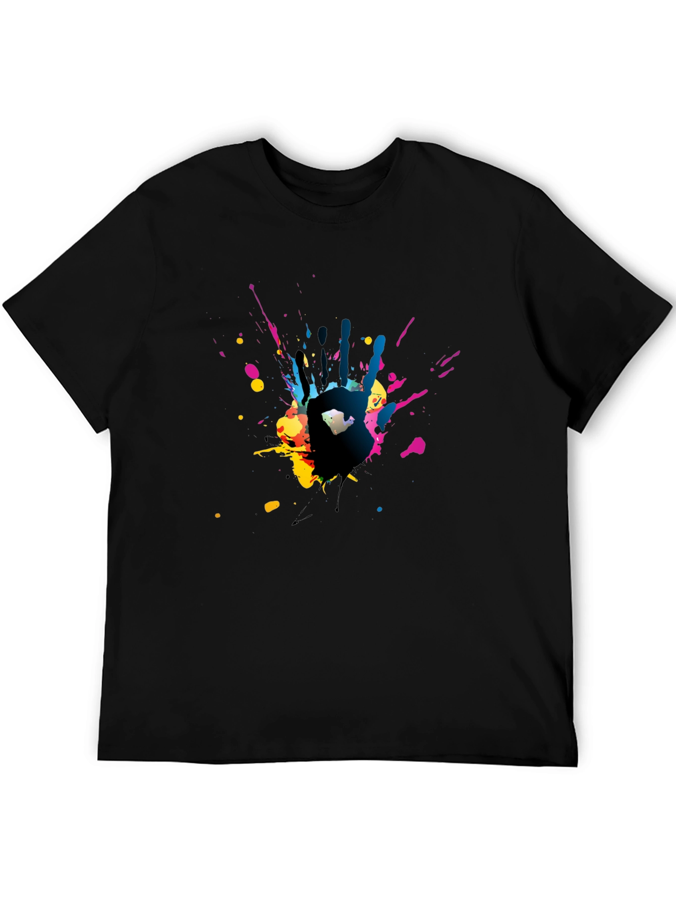 Abstract Handprint Graphic Black T-Shirt