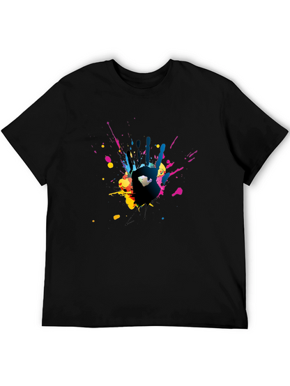 Abstract Handprint Graphic Black T-Shirt
