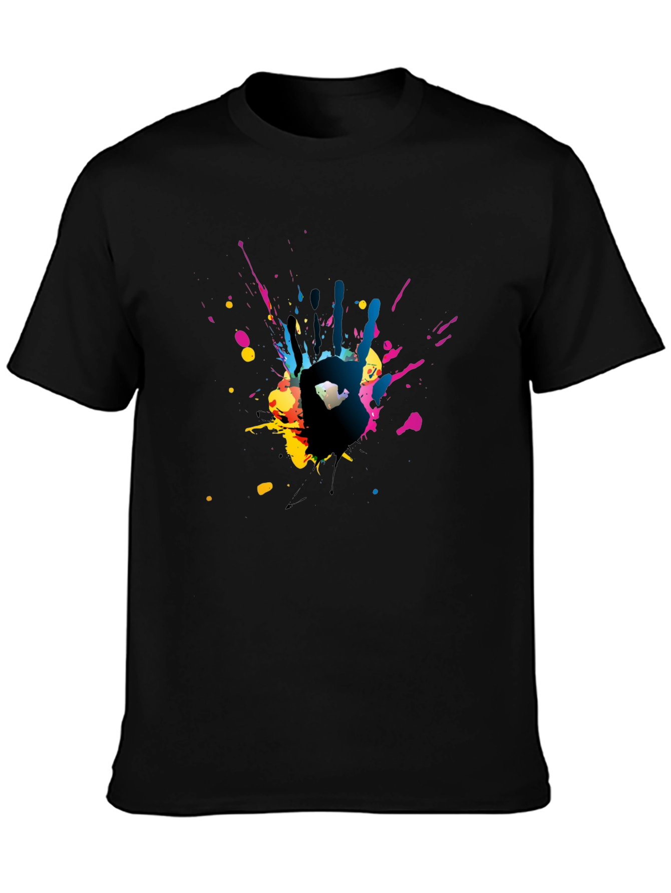 Abstract Handprint Graphic Black T-Shirt