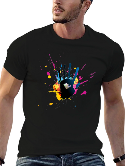 Abstract Handprint Graphic Black T-Shirt