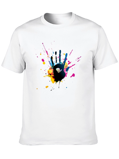 Abstract Handprint Graphic Black T-Shirt