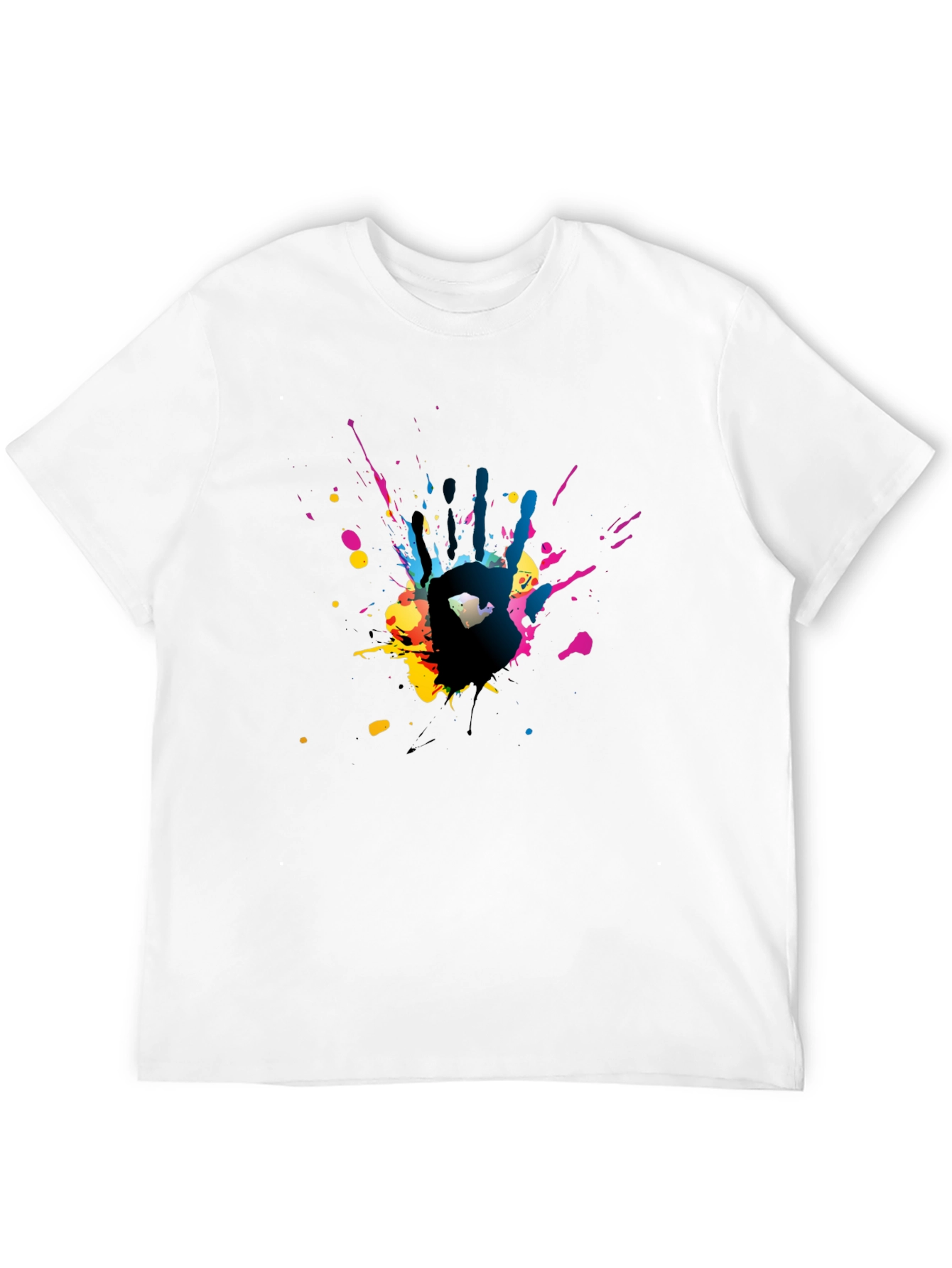 Abstract Handprint Graphic Black T-Shirt