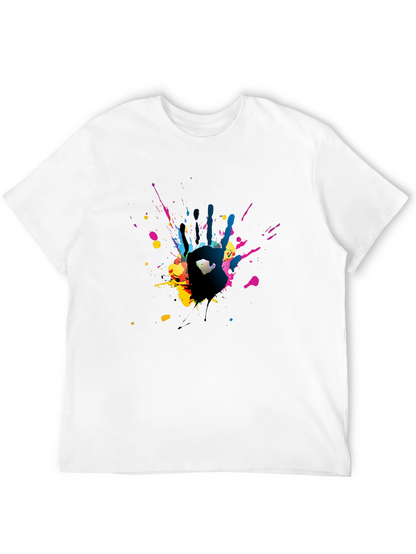 Abstract Handprint Graphic Black T-Shirt