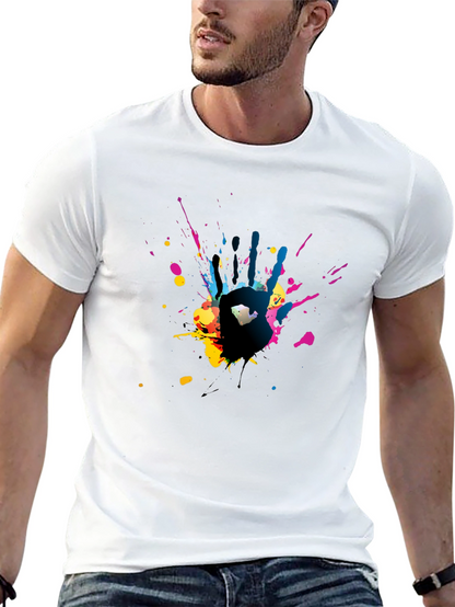 Abstract Handprint Graphic Black T-Shirt