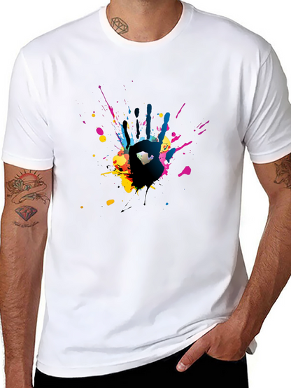 Abstract Handprint Graphic Black T-Shirt