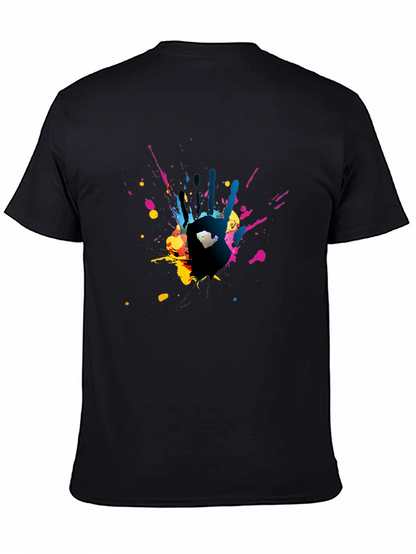Abstract Handprint Graphic Black T-Shirt