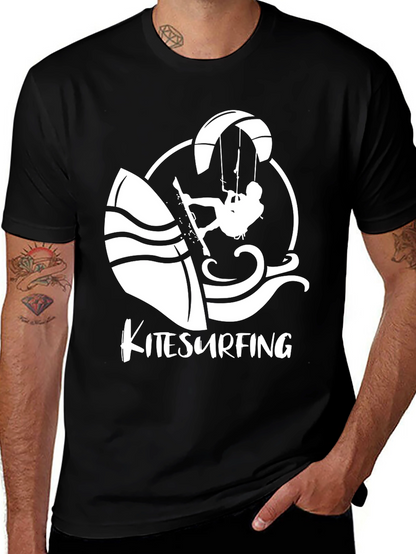 Kitesurfing Graphic T-Shirt - Black Cotton Tee