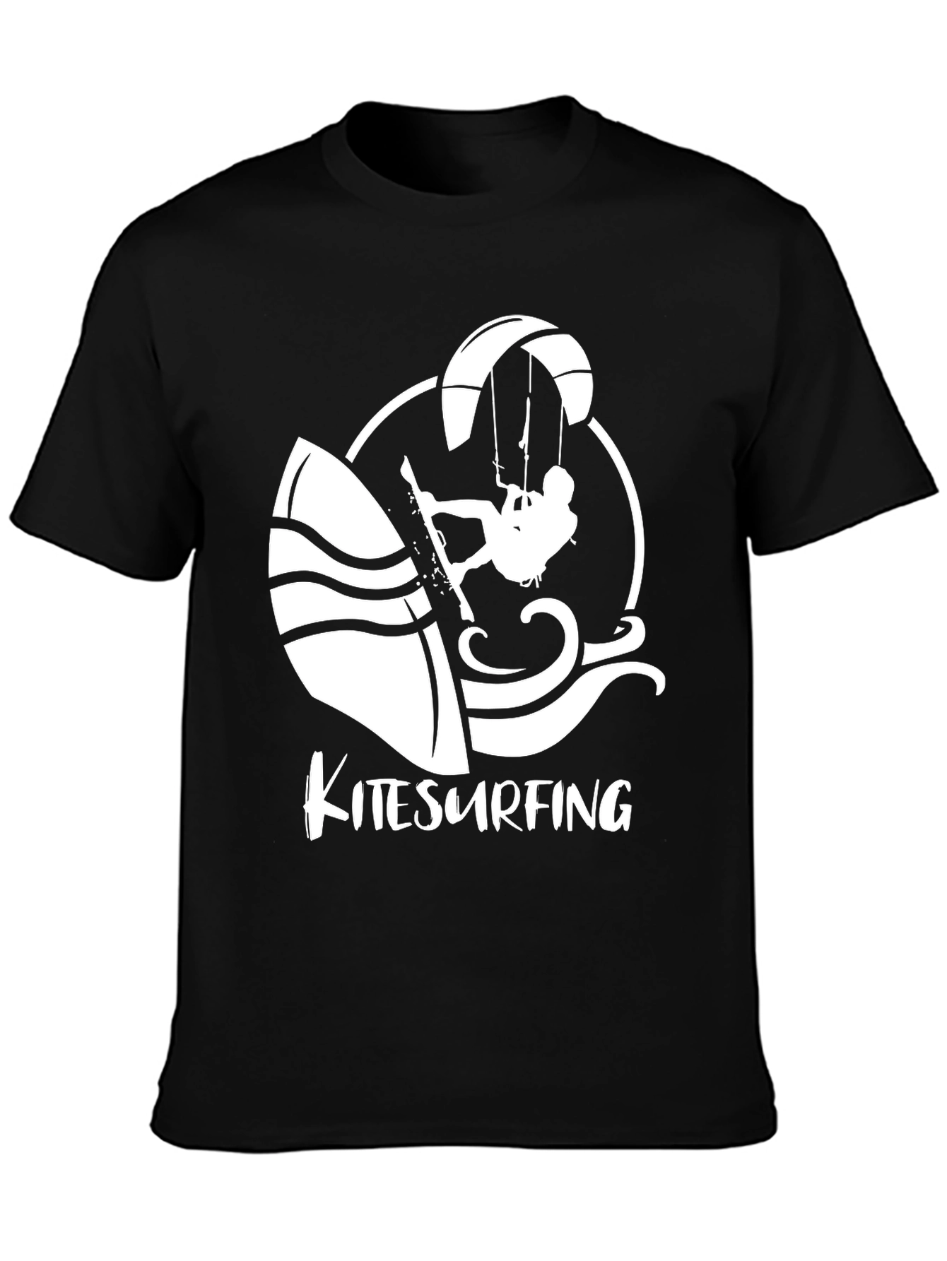 Kitesurfing Graphic T-Shirt - Black Cotton Tee