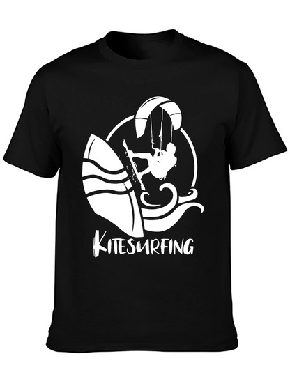 Kitesurfing Graphic T-Shirt - Black Cotton Tee