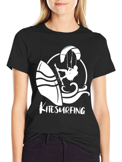 Kitesurfing Graphic T-Shirt - Black Cotton Tee