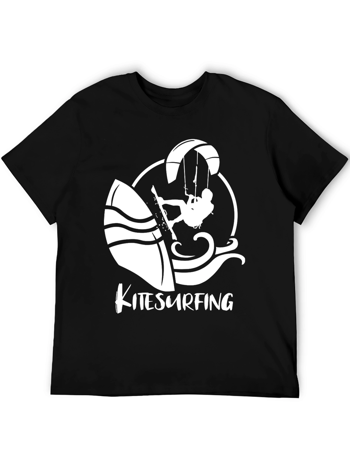 Kitesurfing Graphic T-Shirt - Black Cotton Tee