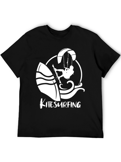 Kitesurfing Graphic T-Shirt - Black Cotton Tee