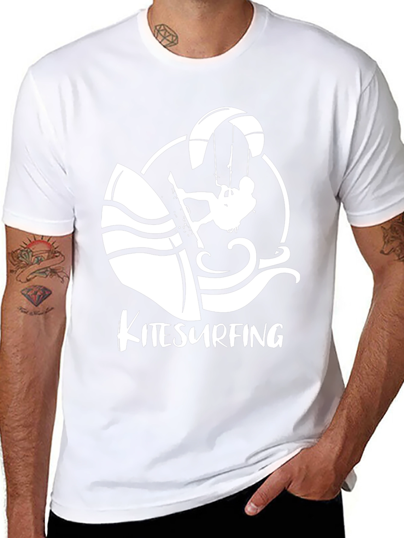 Kitesurfing Graphic T-Shirt - Black Cotton Tee