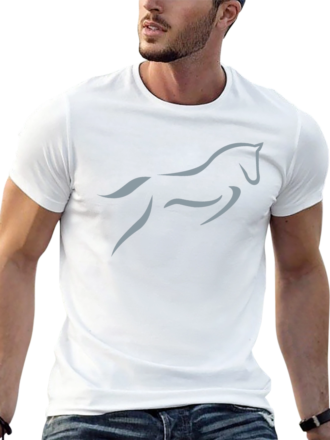 Mens Black T-Shirt with Horse Silhouette