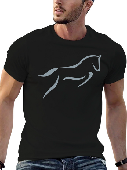 Mens Black T-Shirt with Horse Silhouette