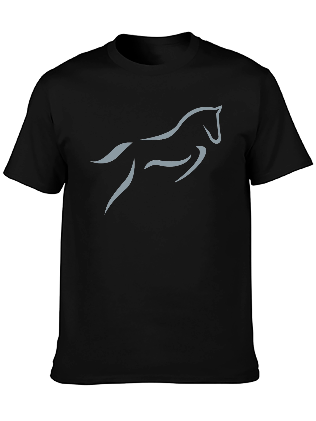 Mens Black T-Shirt with Horse Silhouette