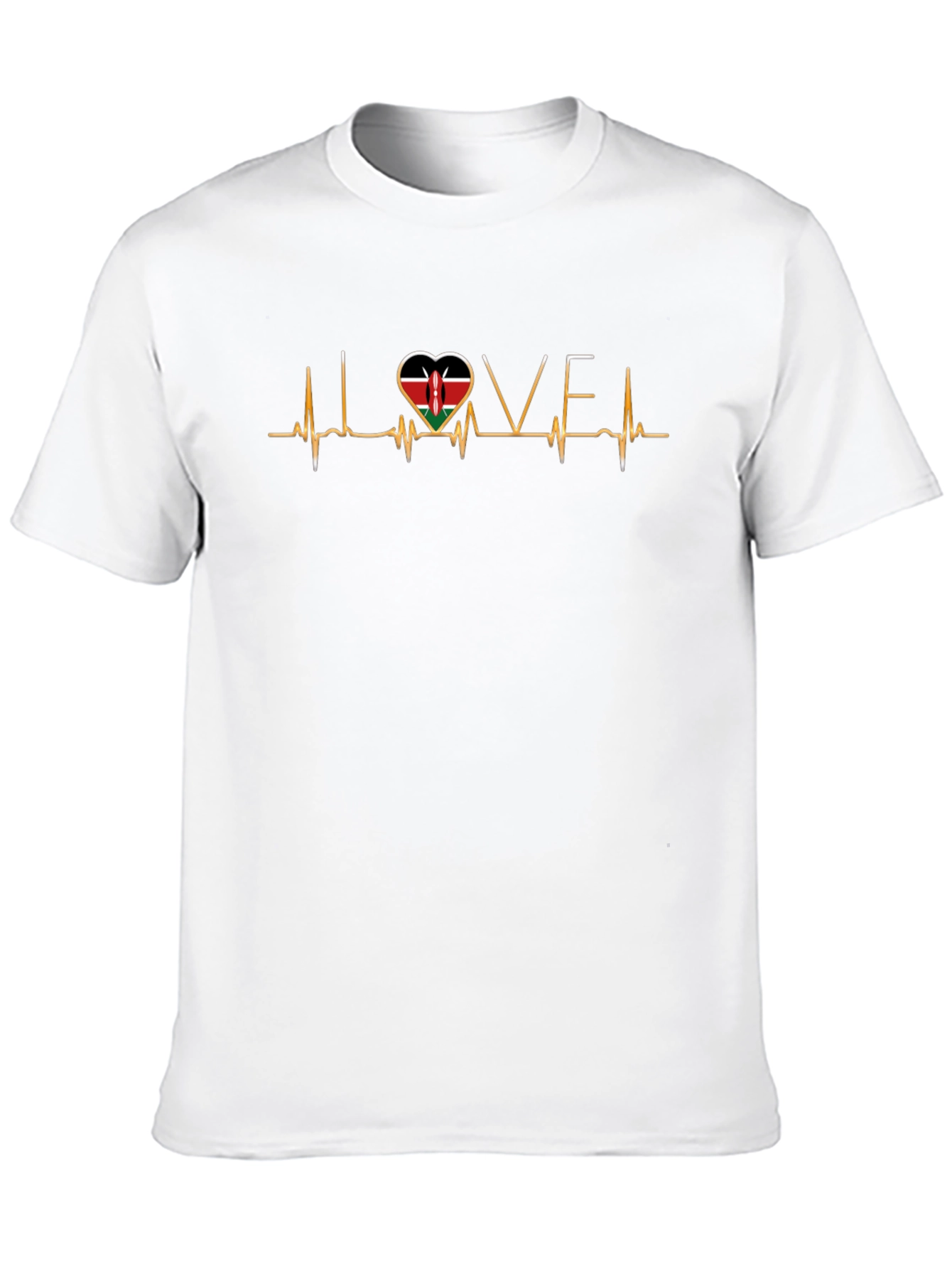 Kenya Love Heartbeat T-Shirt - Black