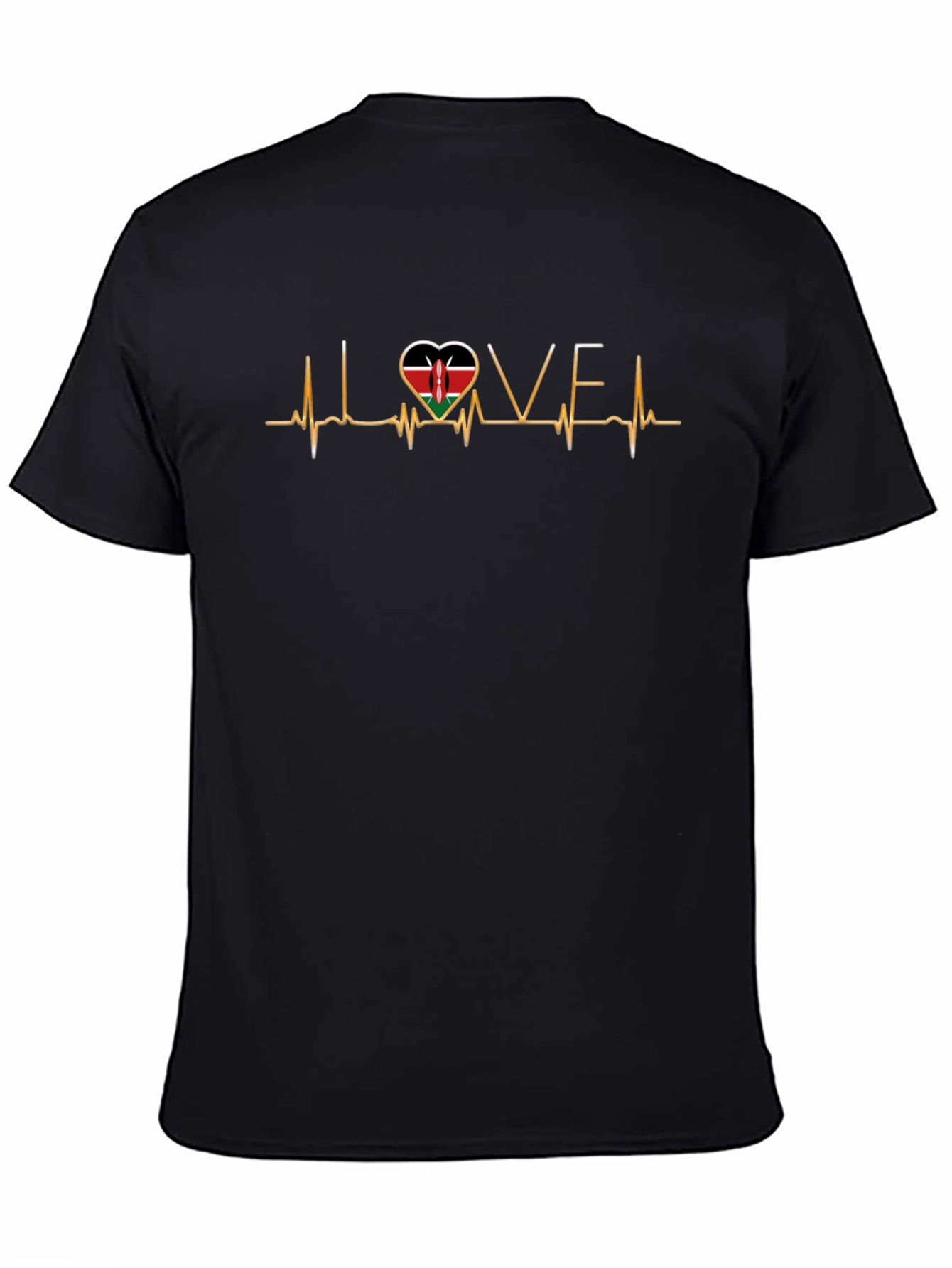 Kenya Love Heartbeat T-Shirt - Black