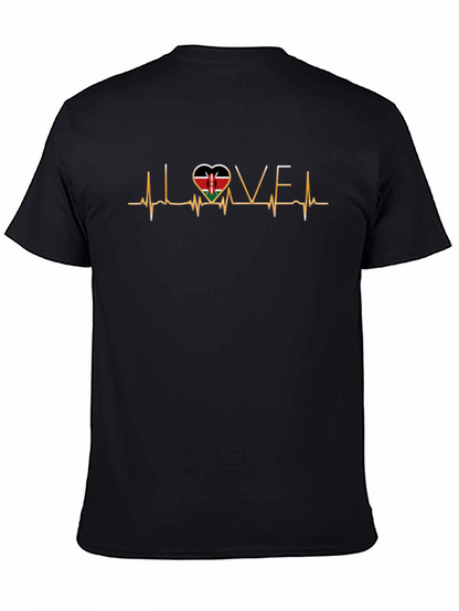 Kenya Love Heartbeat T-Shirt - Black