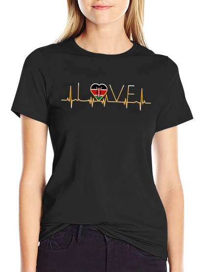 Kenya Love Heartbeat T-Shirt - Black
