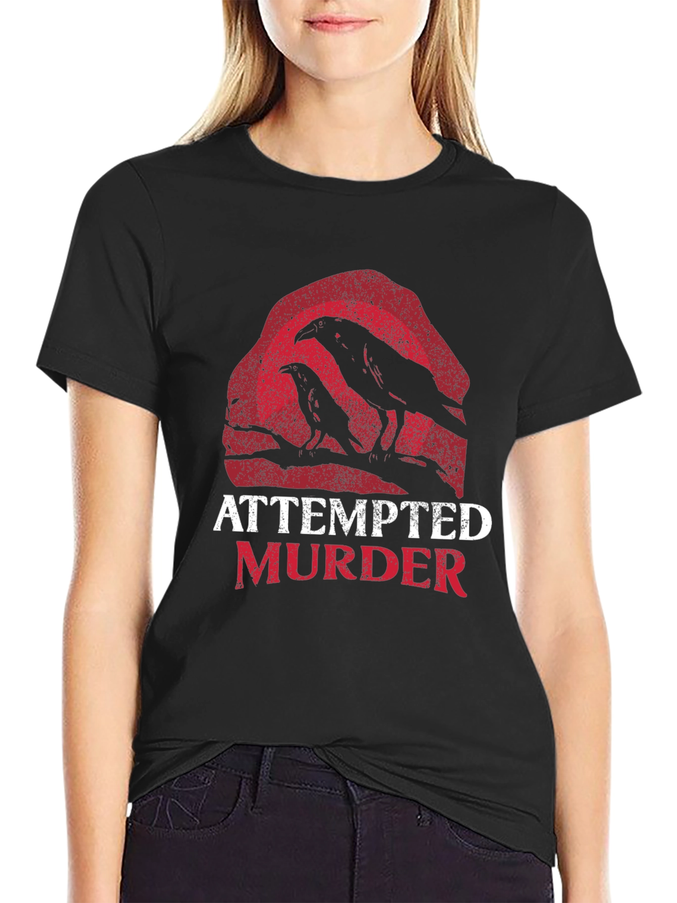 Attempted Murder Raven Graphic Tee - Black