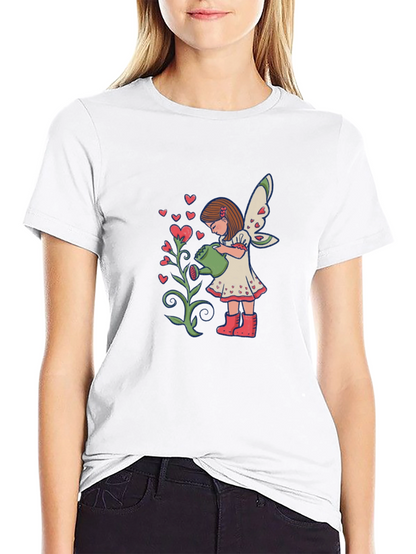 Fairy Watering Hearts T-Shirt - Black
