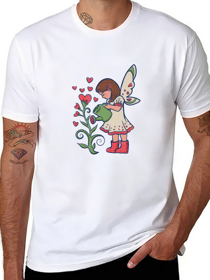 Fairy Watering Hearts T-Shirt - Black