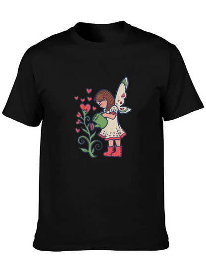 Fairy Watering Hearts T-Shirt - Black