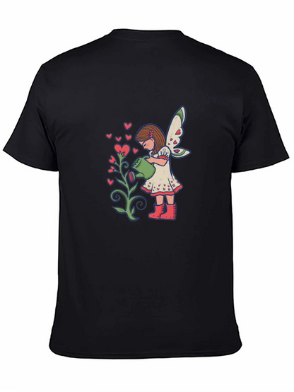Fairy Watering Hearts T-Shirt - Black