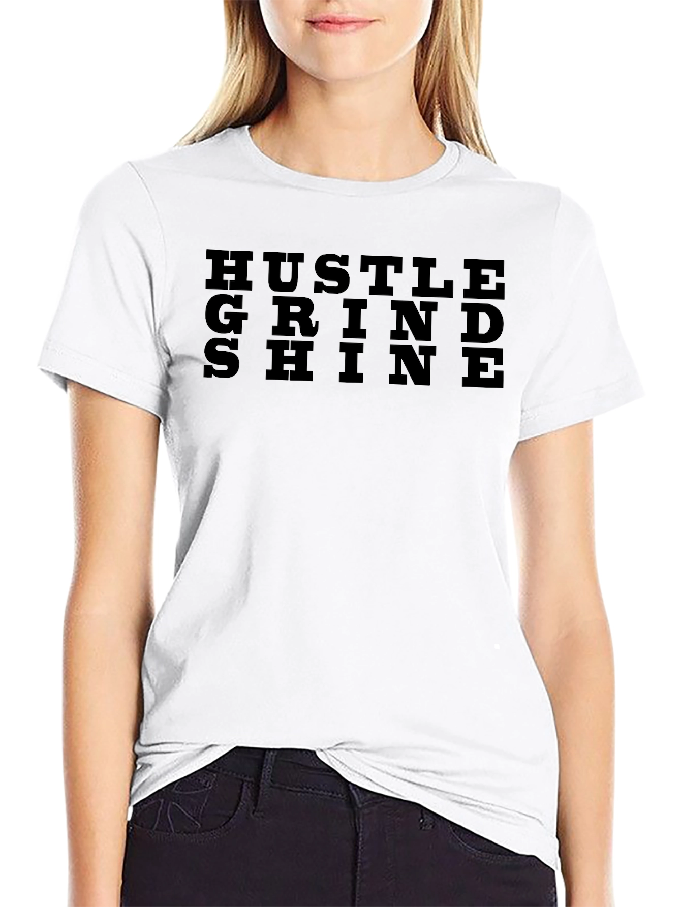 Hustle Grind Shine Mens Black T-Shirt