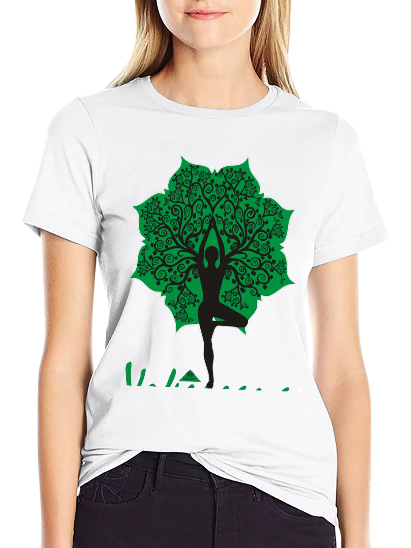 Yoga Tree Pose Graphic T-Shirt - Black