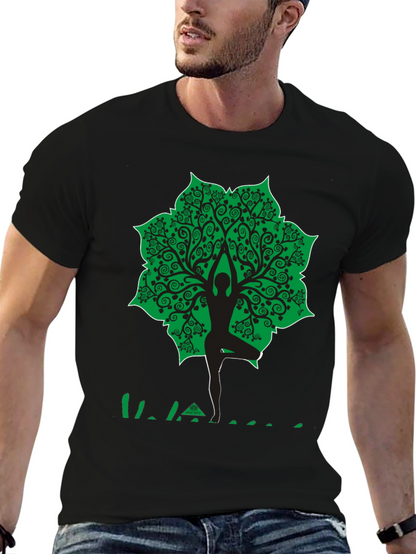Yoga Tree Pose Graphic T-Shirt - Black