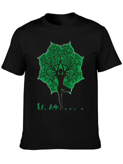 Yoga Tree Pose Graphic T-Shirt - Black