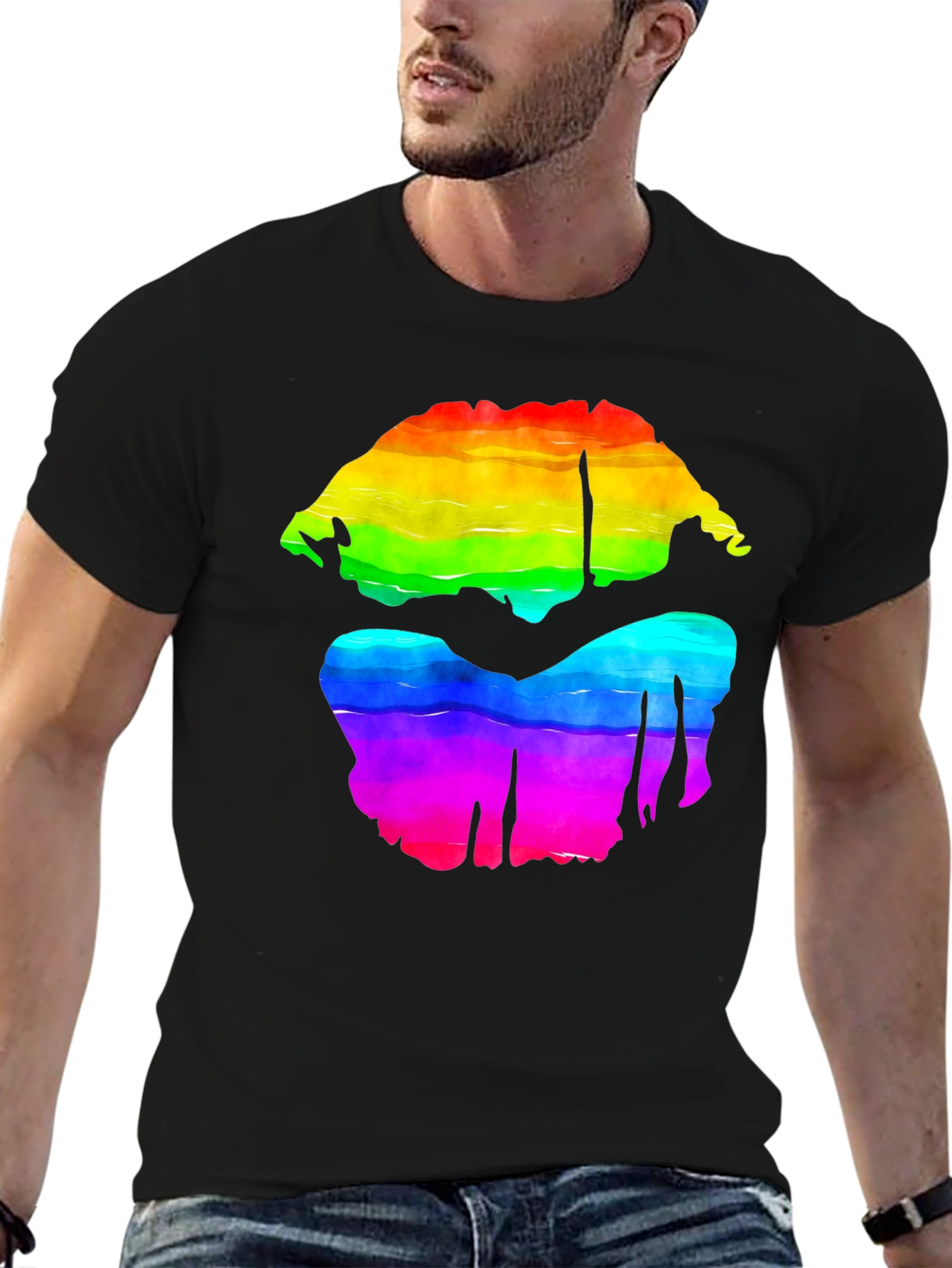 Rainbow Lips Graphic Tee - Bold Pride Shirt