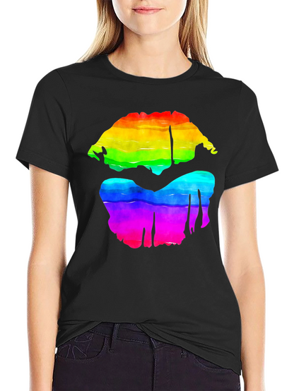 Rainbow Lips Graphic Tee - Bold Pride Shirt
