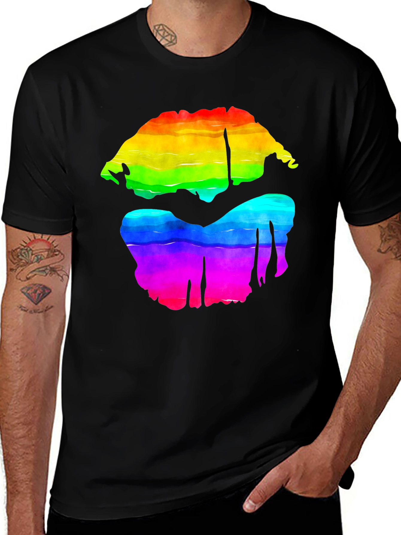 Rainbow Lips Graphic Tee - Bold Pride Shirt