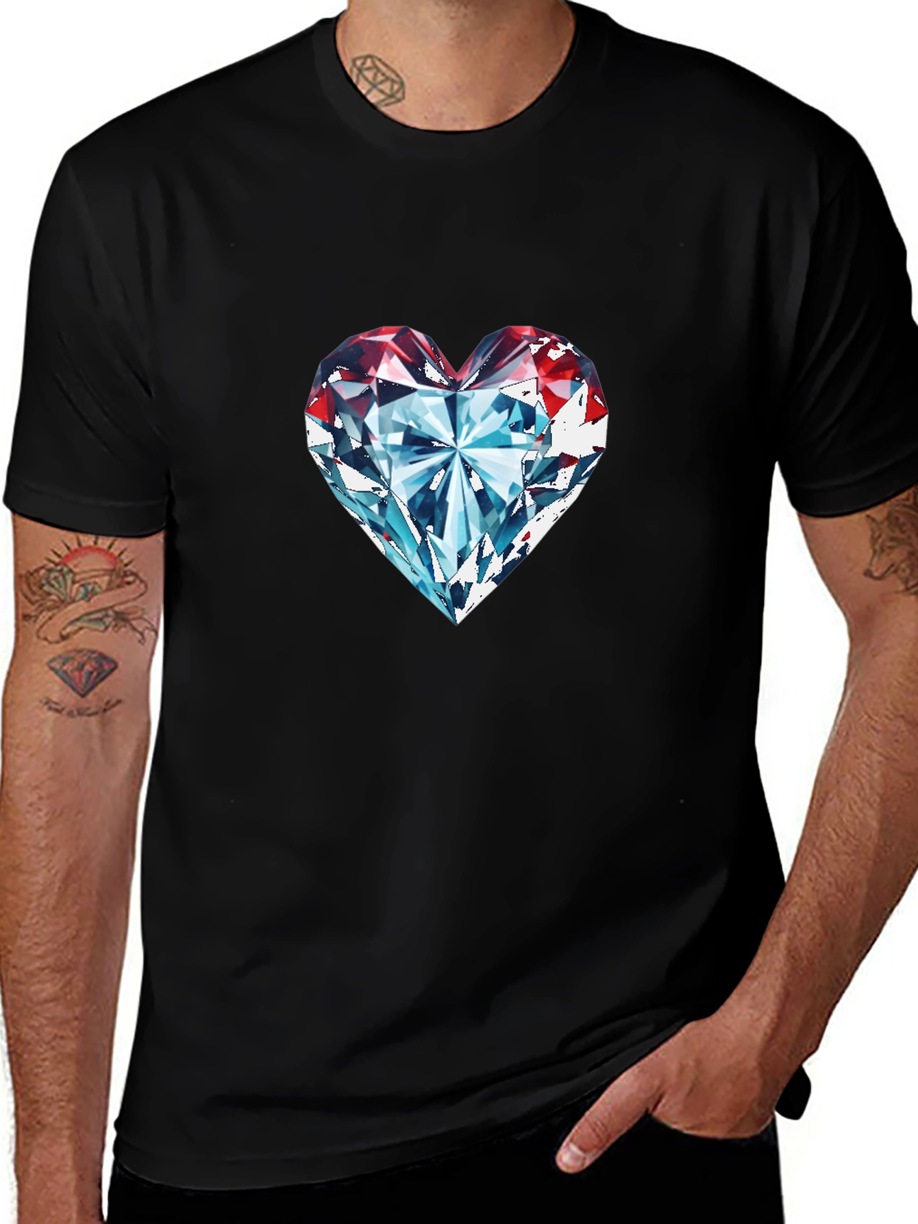 Diamond Heart Graphic Tee - Classic Black