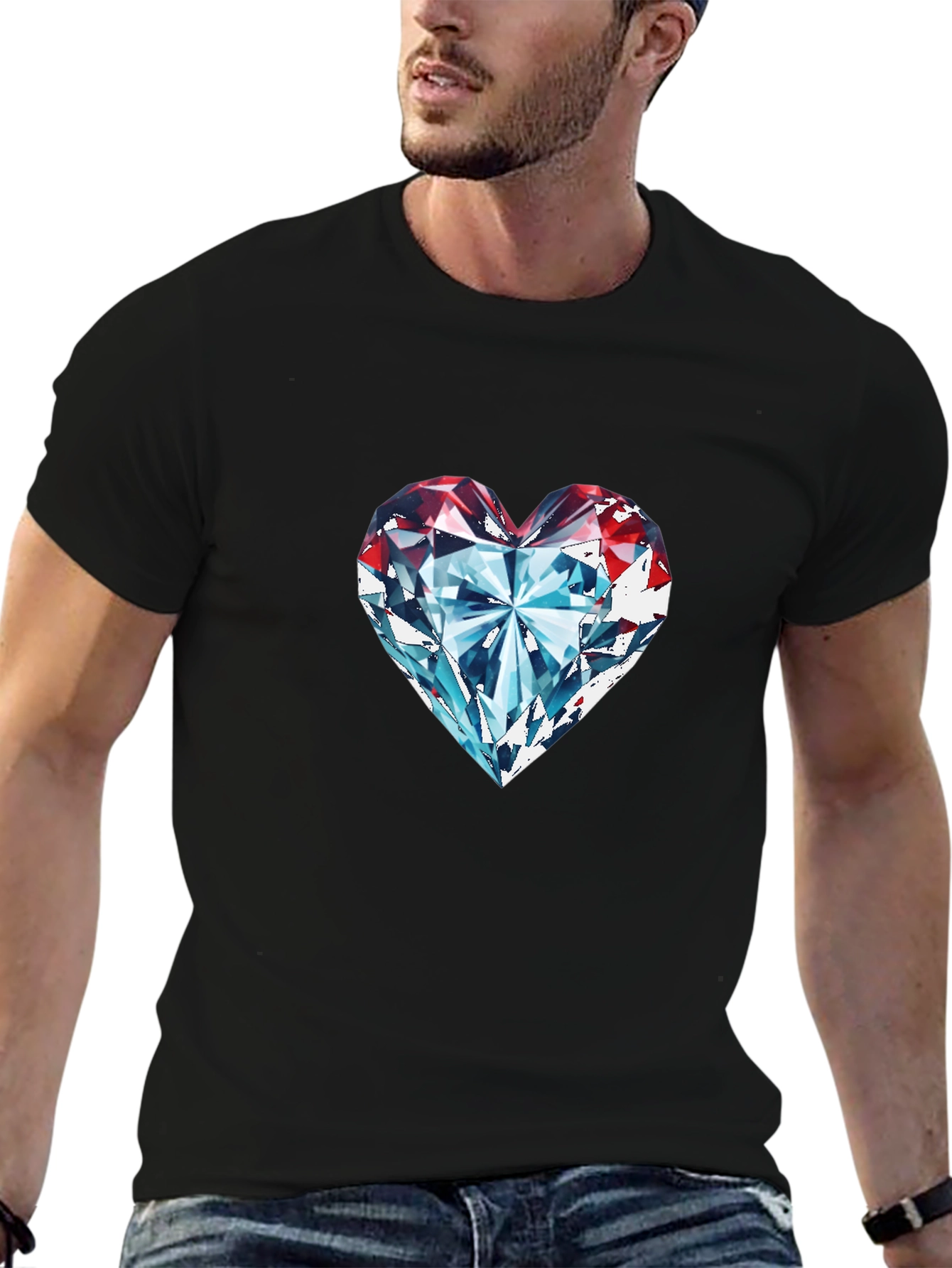 Diamond Heart Graphic Tee - Classic Black