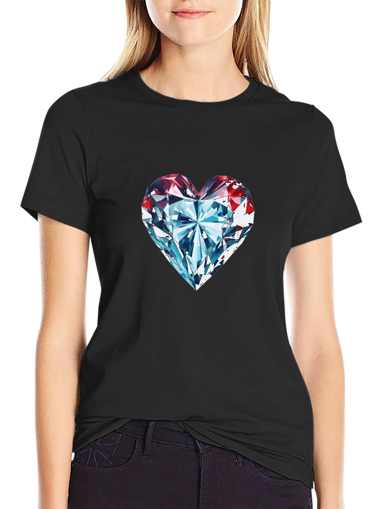 Diamond Heart Graphic Tee - Classic Black