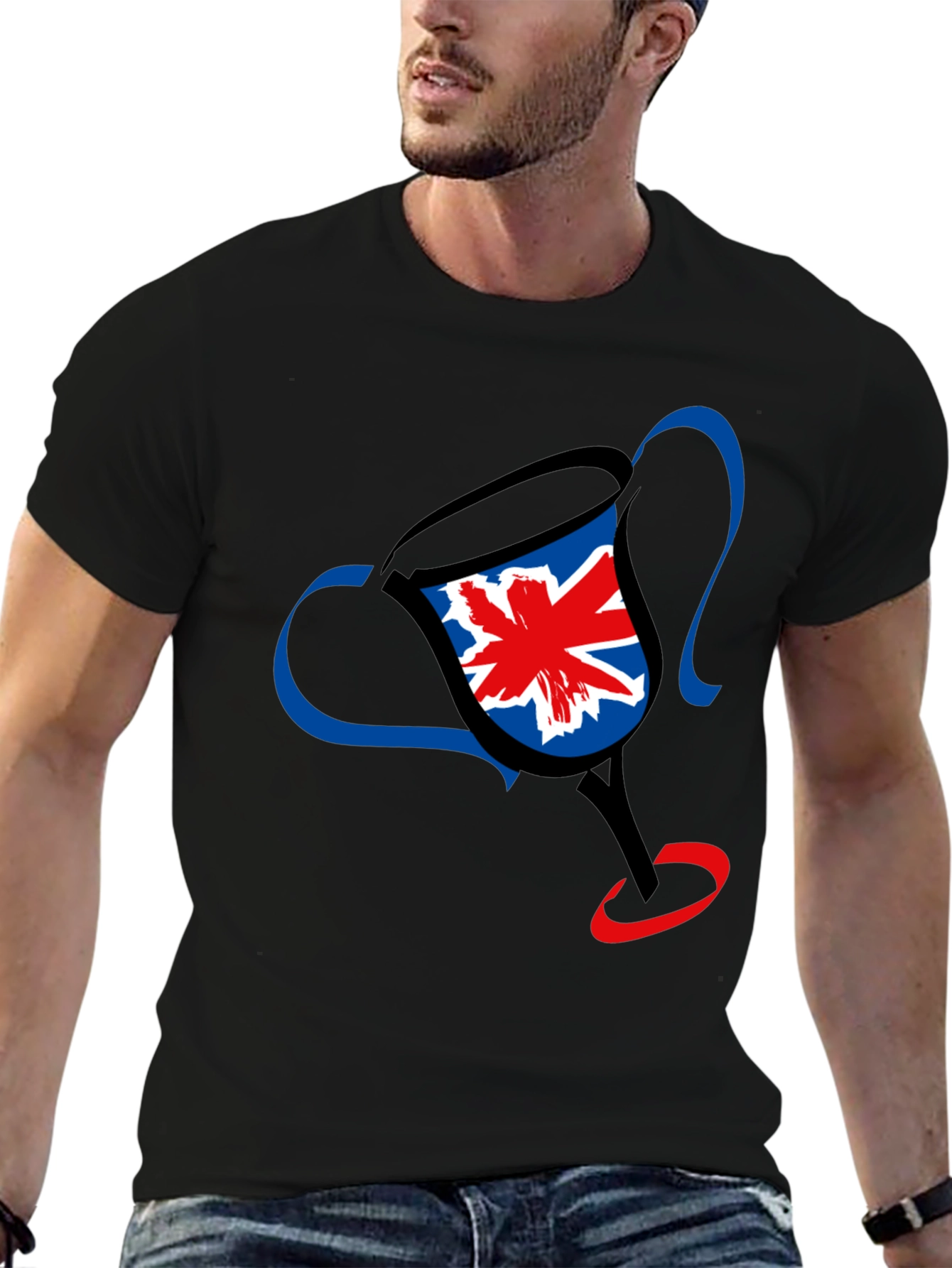 UK Flag Trophy Graphic Tee - Black