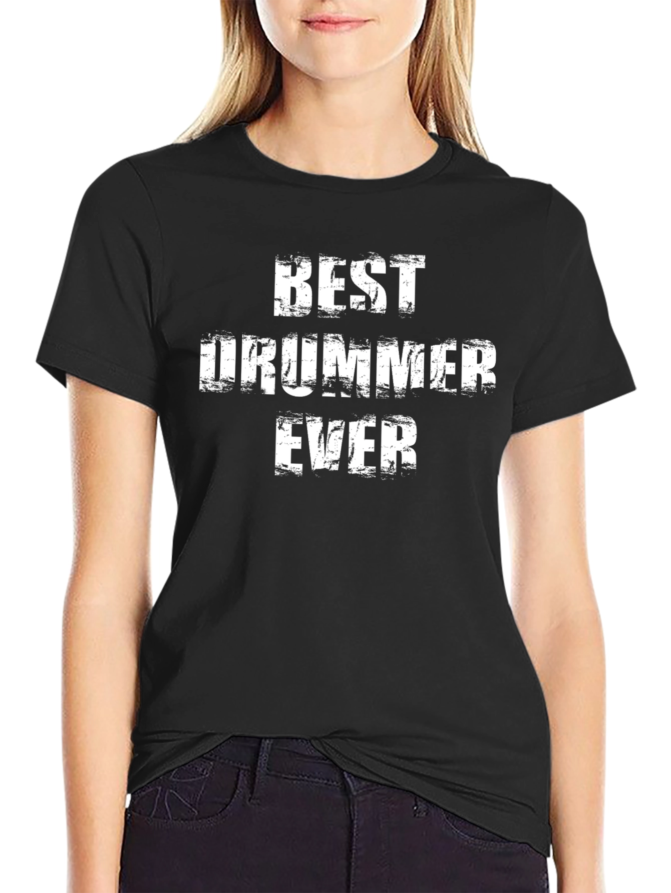 Best Drummer Ever T-Shirt - Black Crew Neck Tee
